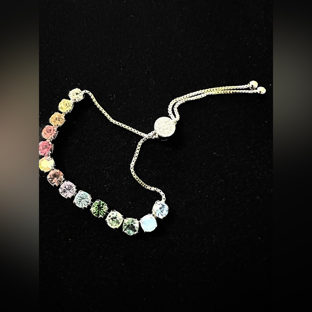 Rainbow Crystals Silver Plated Stackable Tennis B… - image 5